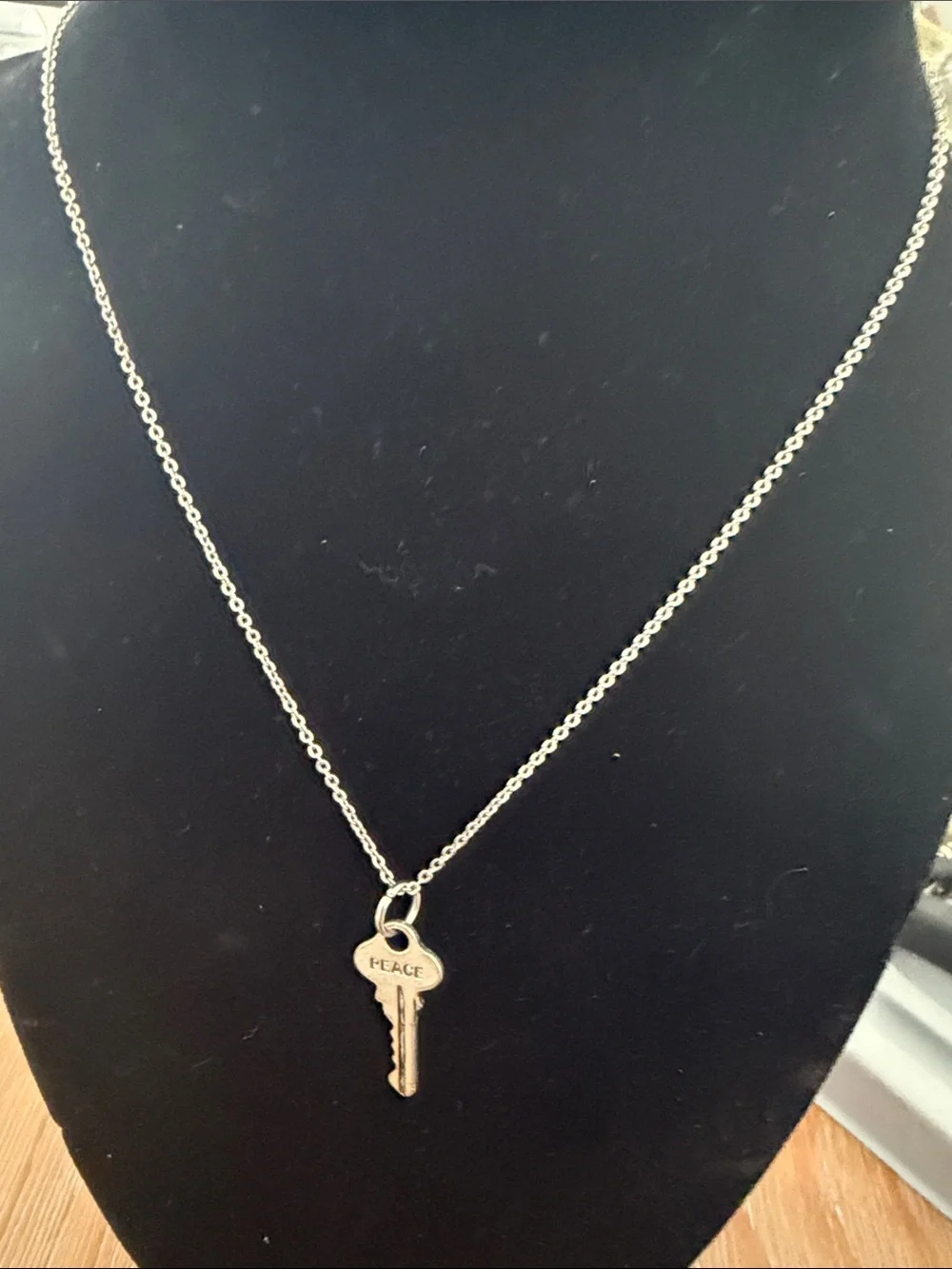 Silver Key Pendant Necklace with 